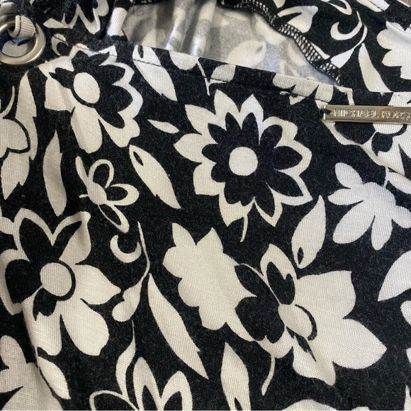 MICHAEL KORS Chain Link Straps Floral Sweatheart Peplum Wrap Blouse Womens Large - Picture 8 of 10